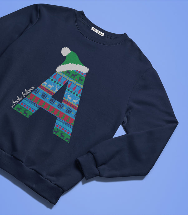 Kids Personalised Christmas sweatshirt with aztec print