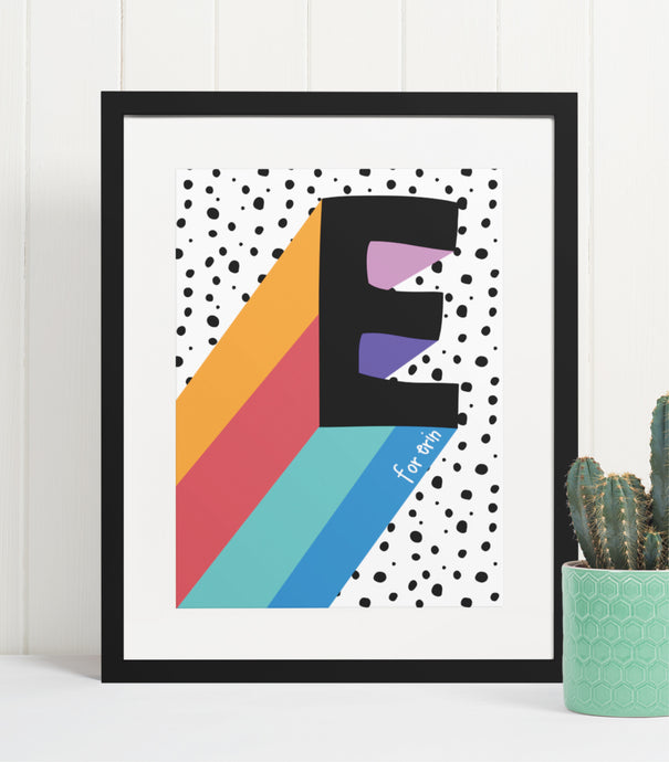 Kids personalised initial wall print (A4 & A3)