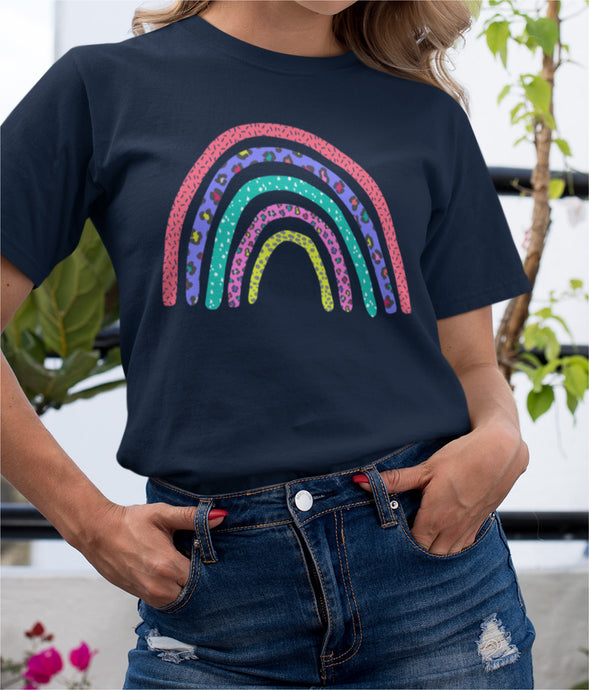 Womens Rainbow Navy T-Shirt XXL (Slim fit)