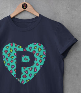 Kids heart personalised letter T shirt