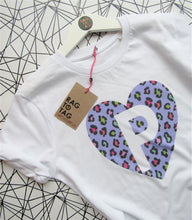 Load image into Gallery viewer, Kids heart personalised letter T shirt