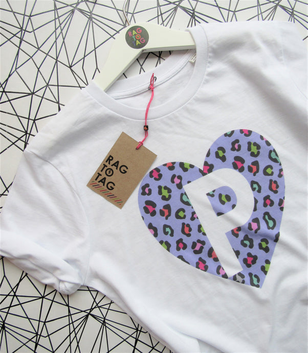 Kids heart personalised letter T shirt