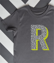 Load image into Gallery viewer, Kids personalised leopard print letter T shirt