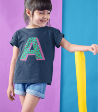 Load image into Gallery viewer, Kids personalised leopard print letter T shirt