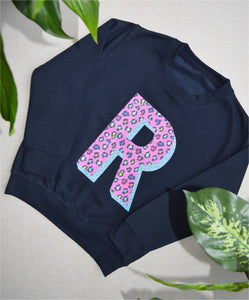 Kids personalised leopard letter sweatshirt