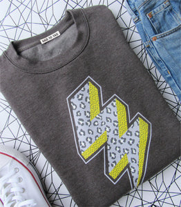 Womens animal print lightning bolt sweatshirt